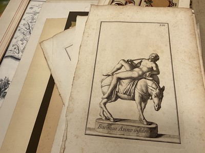 Lot 32 - Folder of unframed 18th / 19th century prints, architectural drawings and posters