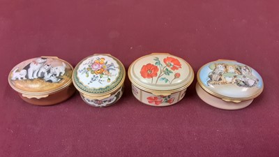 Lot 1138 - Eight Halcyon Days enamel trinket boxes and one Crummles (9)