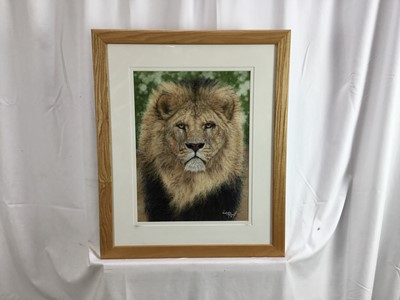 Lot 136 - Natalie Mascall (contemporary) pastel portrait of a Lion.