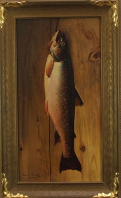 Lot 978 - Charles Edward Masson Huot (1855-1930) oil on canvas board - A Trout.