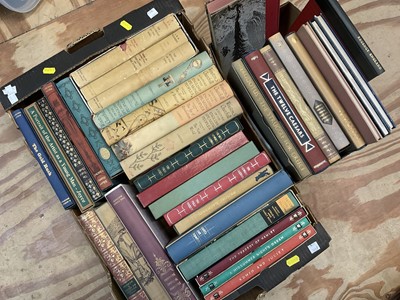 Lot 1718 - J R Tolkien set of Lord of the Rings Trilogy 10th / 7th impression box set, together with a group of Folio Society books