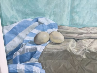 Lot 279 - Mark Tindell (contemporary) oil on board, Still life with eggs, and another by the same hand