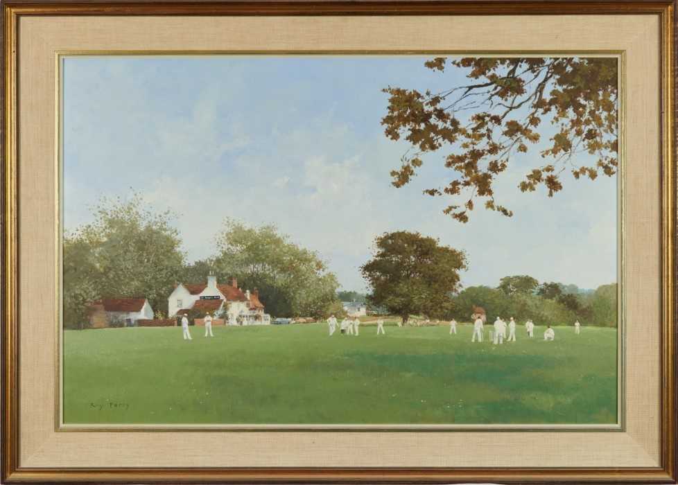 Lot 1097 - Roy Perry (1935-1993) oil on board Cricket