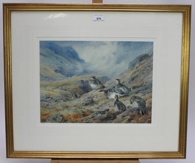 Lot 984 - Archibald Thorburn (1860-1935) two limited edition coloured prints - Grouse on the Hill, 115/850, 29cm x 39cm and 36cm x 49cm, in glazed gilt frames