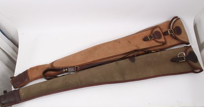 Lot 885 - Trulock & Harris leather and canvas shotgun slip, together with another similar, unnamed (2)