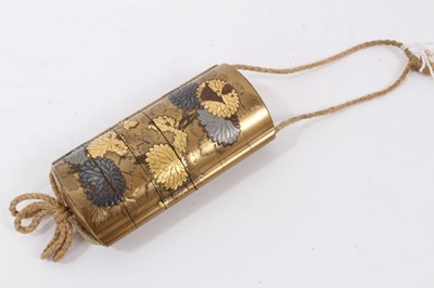 Lot 715 - Good 19th century Japanese lacquer six section inro - ( kajiwana family) signature