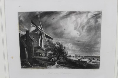 Lot 1124 - John Constable (1776-1837) two mezzotints - Mill near Colchester and Castle Acre Priory, 20cm x 25cm and 19cm x 27cm, in glazed frames