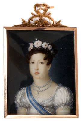 Lot 703 - Fine 19th century miniature on ivory portrait of Queen Maria Isabel of Spain (1797-1818)