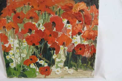 Lot 900 - *Lucy Harwood (1883-1972) oil on canvas - The Poppy Field, signed verso, 56cm x 41cm, unframed