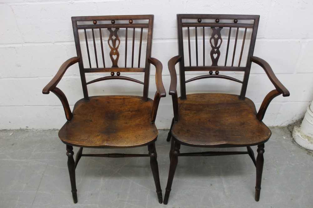 Lot 1313 - Good pair of early 19th century fruitwood Mendlesham chairs