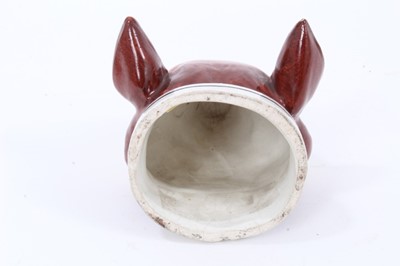 Lot 194 - Victorian Staffordshire pottery stirrup cup in the form of a Fox