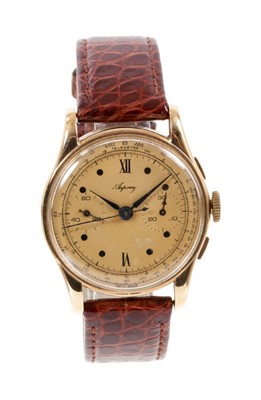 Lot 655 - Gentleman's Asprey gold chronograph wristwatch in original box