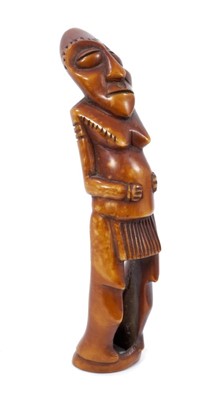 Lot 827 - Interesting African carved horn figure with old collection label