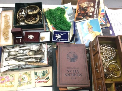 Lot 705 - Costume jewellery, bijouterie, cutlery, coins, Brooke Bond card albums, books and sundries