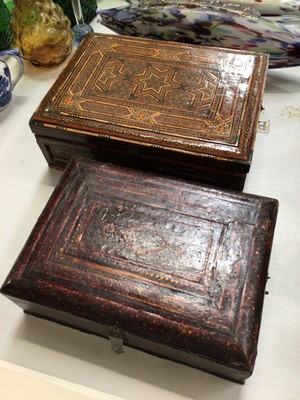 Lot 266 - Two Persian inlaid toiletry boxes with fold-out interior mirrors