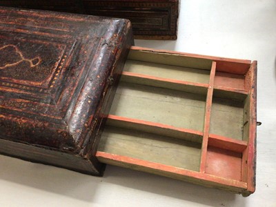 Lot 266 - Two Persian inlaid toiletry boxes with fold-out interior mirrors
