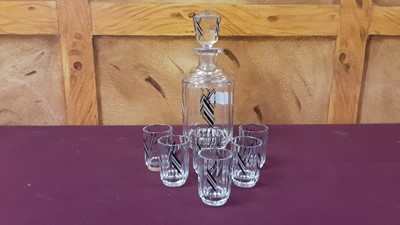 Lot 1160 - Art Deco glass spirit decanter and six shot glasses