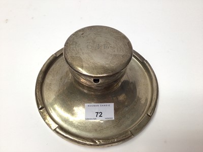 Lot 72 - Large silver capstan inkwell