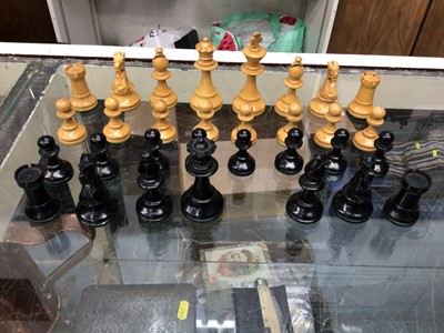 Lot 642 - Boxwood and ebony chess set together with an old jigsaw