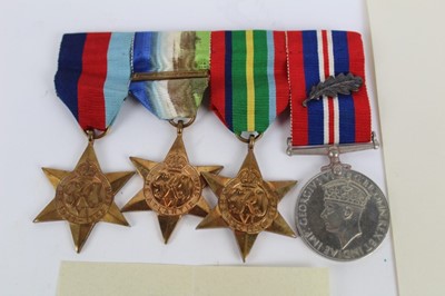 Lot 823 - Interesting Second World War Royal Navy Volunteer Reserve medal comprising 1939 - 1945 Star, Atlantic Star with France and Germany clasp, Pacific Star and War medal with M.I.D.