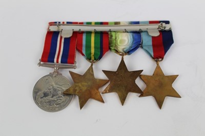 Lot 823 - Interesting Second World War Royal Navy Volunteer Reserve medal comprising 1939 - 1945 Star, Atlantic Star with France and Germany clasp, Pacific Star and War medal with M.I.D.