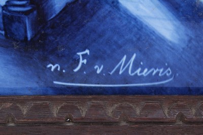 Lot 190 - Pair large good quality late 19th century Delft pottery blue and white wall plaques with hand painted scenes