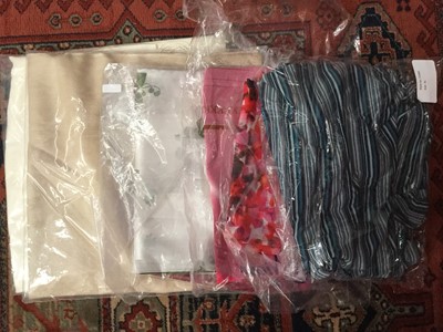 Lot 2063 - Selection of womens new and packaged knitwear including Merino wool jumpers, cashmere wraps.  Two new Charles Tyrwhitt shirts, scarves etc.  A Longchamp handbag and one other.