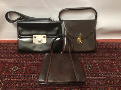 Lot 2106 - Six Waldybag 1950s quality handbags, three in Waldybag boxes - small black evening shoulder bag with leather and gilt chain