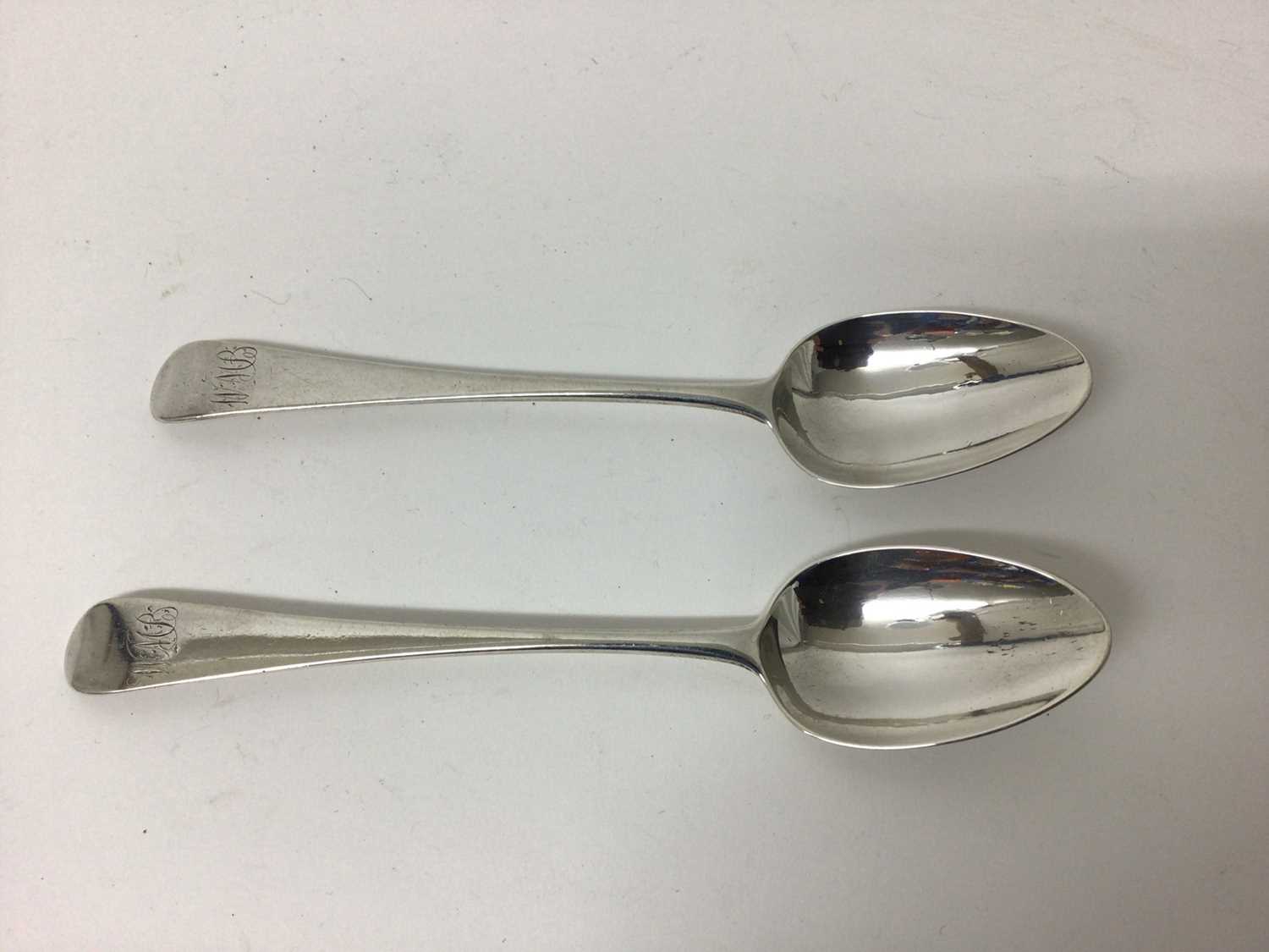 Lot 206 - Pair of George III silver table spoons Exeter