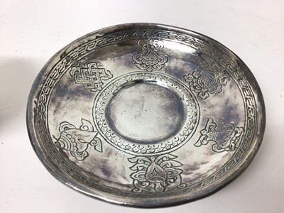 Lot 212 - Antique Tibetan silver tea bowl and saucer