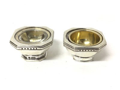 Lot 213 - Pair of Art Deco silver trencher salts and pepper
