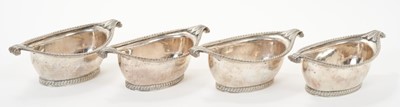 Lot 312 - Set of four Georgian silver dishes of navette form, Hallmarked London 1810.