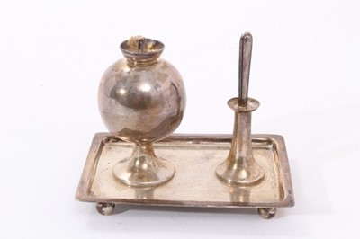Lot 315 - Edwardian silver table lighter on stand, Hallmarked London 1903