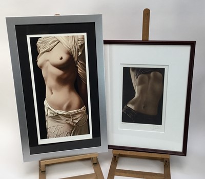 Lot 42 - Willi Kissmer (b. 1951) signed limited edition etching, female torso, no. 50 / 50, mounted in glazed frame, 27 x 54cm, together with another similar no. 165 / 250, 24 x 35cm (2)