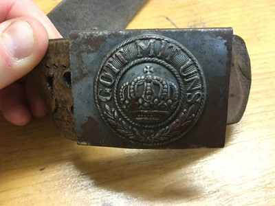 Lot 728 - First World War Imperial German army belt buckle with original leather belt, with makers stamp and dated 1916