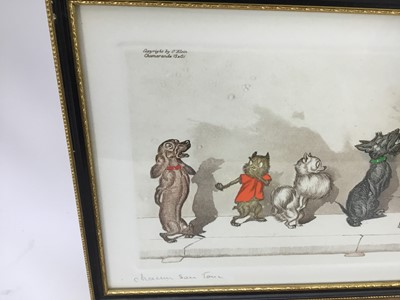 Lot 454 - Boris O’Klein “Dirty Dogs of Paris” etching - 'Chacun son tour', 51cm overall in glazed Hogarth frame