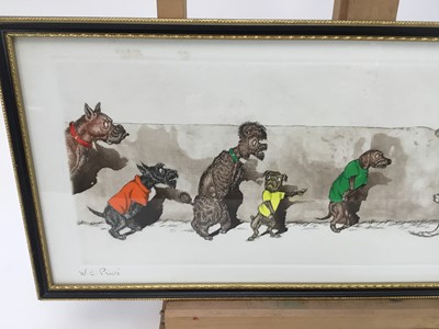Lot 459 - Boris O’Klein “Dirty Dogs of Paris” etching - 'W.C. Prive', 51cm overall in glazed Hogarth frame