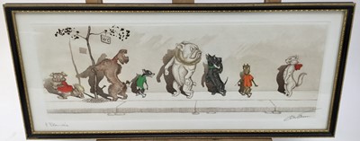 Lot 457 - Boris O’Klein “Dirty Dogs of Paris” etching - 'L’Etourdie’, 51cm overall in glazed Hogarth frame