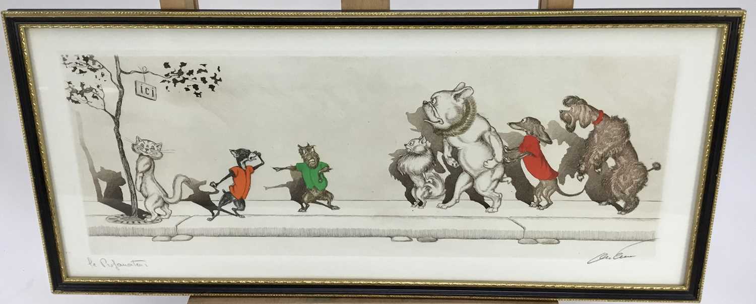 Lot 48 - Boris O’Klein “Dirty Dogs of Paris” etching - 'Le Profanateur', 51cm overall in glazed Hogarth frame