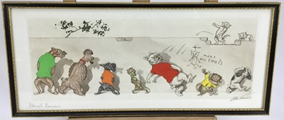 Lot 49 - Boris O’Klein “Dirty Dogs of Paris” etching - 'Eternels Ennemis', 51cm overall in glazed Hogarth frame