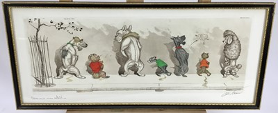 Lot 50 - Boris O’Klein “Dirty Dogs of Paris” etching - 'Comme nos Maitres', 51cm overall in glazed Hogarth frame