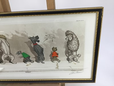 Lot 455 - Boris O’Klein “Dirty Dogs of Paris” etching - 'Comme nos Maitres', 51cm overall in glazed Hogarth frame