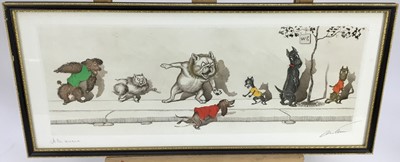 Lot 51 - Boris O’Klein “Dirty Dogs of Paris” etching - 'A la Queue', 51cm overall in glazed Hogarth frame