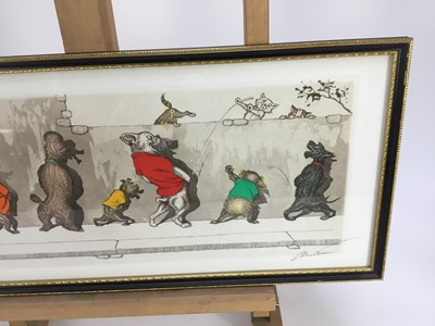 Lot 52 - Boris O’Klein “Dirty Dogs of Paris” etching - 'Sus aux curieux', 51cm overall in glazed Hogarth frame