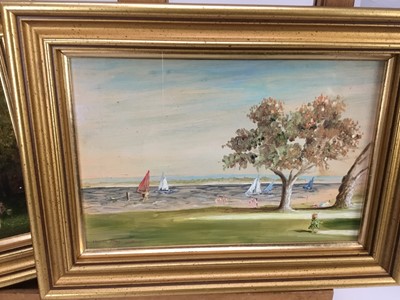 Lot 85 - Harold Day oil on board - Australian landscape, together with two others by the same hand each signed and titled verso, 15 x 23cm, glazed frames