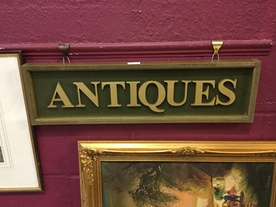 Lot 24 - 'Antiques' rectangular shop sign with raised letters, 71 x 20cm