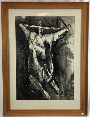 Lot 133 - John Pittuck (1938-2005) mixed media on paper - ‘Ox Carcass’, together with a group of unframed works on paper by the same hand