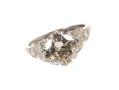 Lot 509 - Diamond single stone ring with a round brilliant cut diamond estimated to weigh approximately 2.75cts in claw setting on 18ct white gold shank.