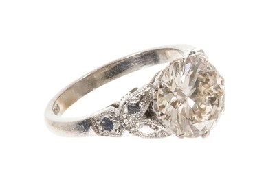 Lot 509 - Diamond single stone ring with a round brilliant cut diamond estimated to weigh approximately 2.75cts in claw setting on 18ct white gold shank.