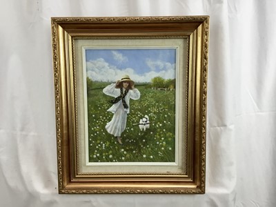 Lot 123 - Edna Elwell Contemporary egg tempera on gesso panel - 'Morning Run', signed, titled and dated 1999 verso, behind glass in gilt frame